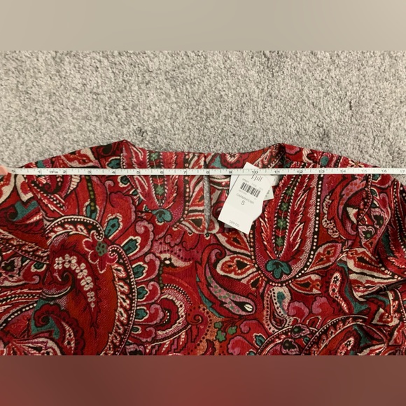 New J Jill Women’s Size S Multicolored Long Sleeve Paisley Blouse Keyhole Neck - Picture 5 of 14